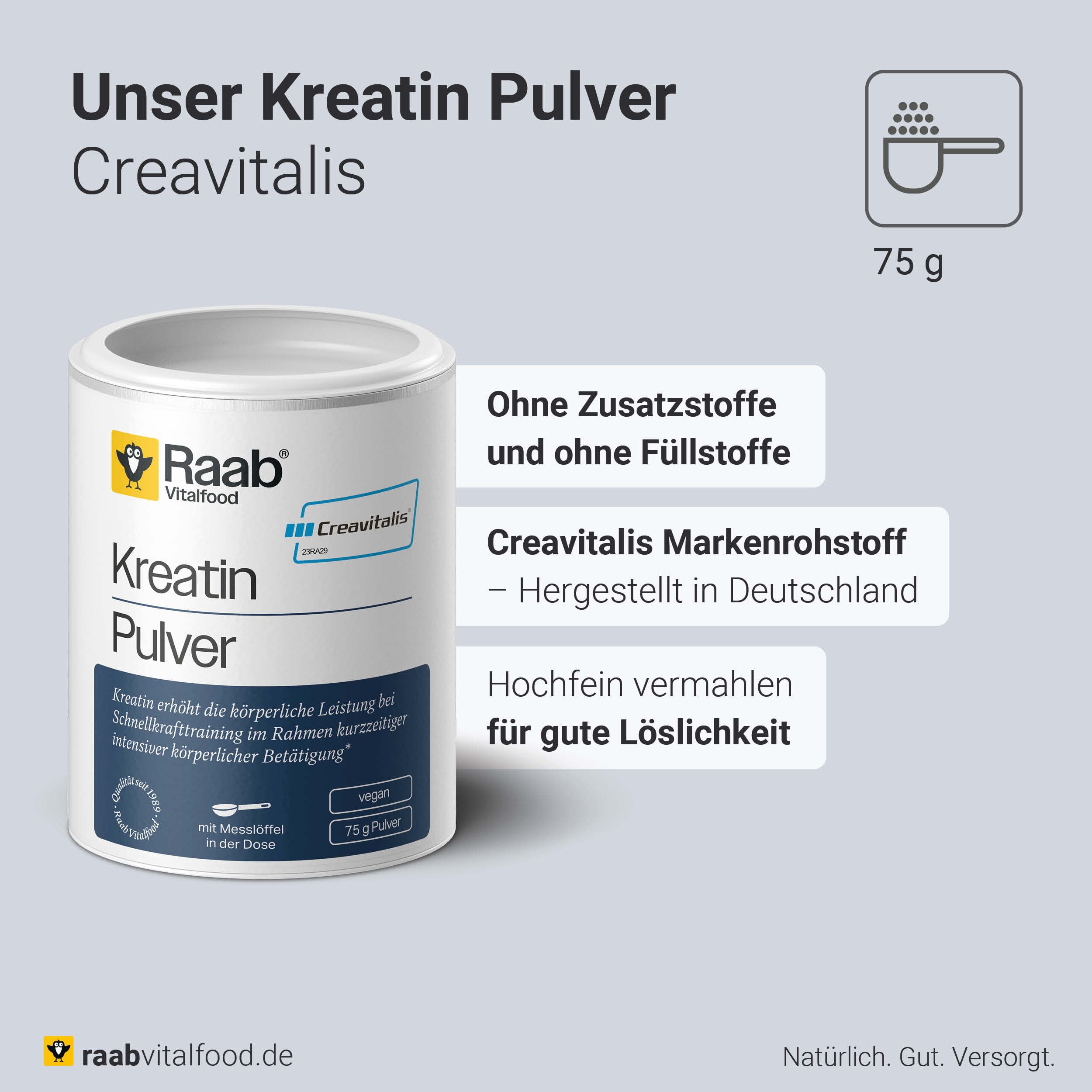 Raab® Kreatin Pulver Creavitalis® aus Deutschland (75 g) 3