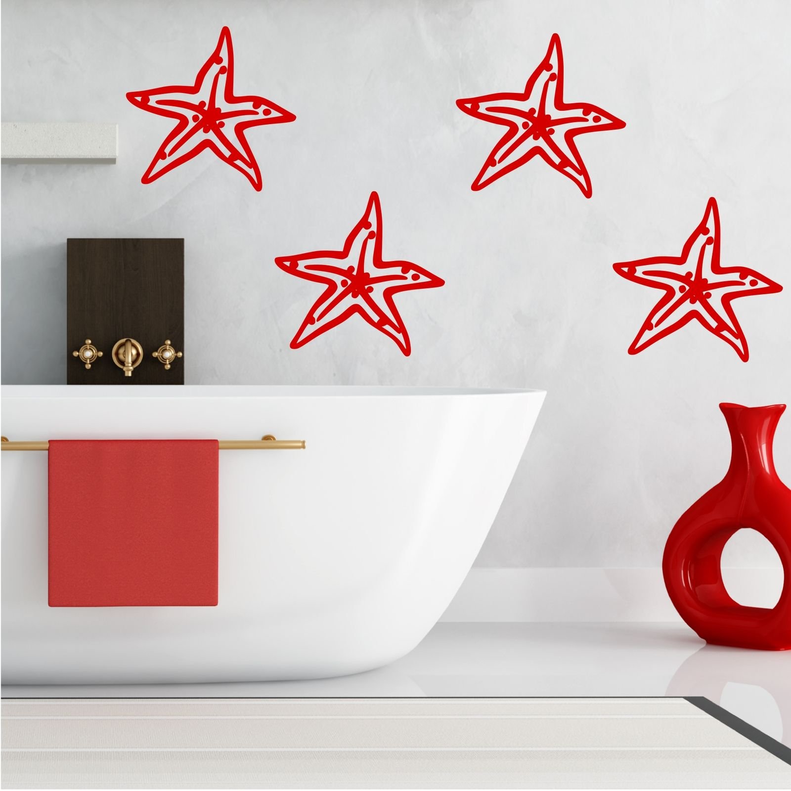 4 Starfish Luxury Wall Sticker Bathroom Decal Transfer Mural Stencil Art Tattoo