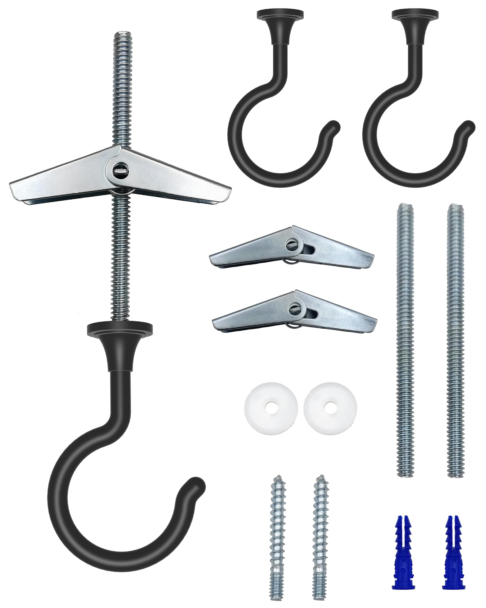 NACETURE Large Swag Hooks Plant Hooks for Ceiling Hooks for Hanging Plants - Ceiling Hangers Heavy Duty for Hanging Light - Chandelier Hook Ceiling Installation for Cavity Wall Fixing (Black 2 Pack)