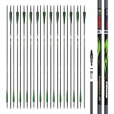 sanlida 100% Pure Carbon Hunting Arrows, Olympic-Grade 10 Spines Deflection (Unique), 0.001"/0.003"/0.006" Straightness, Buy 12 Get 12 Free/Buy 6 Get 6 Free, for Compound &amp; Recurve Bows (12/24PCS)
