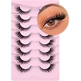 Fox Eye Lashes Wispy Eyelashes Natural Look Clear Band Lashes Fluffy Faux Mink Lashes Strip Natural False Lashes Pack by GVEFETIEE 8 Pairs