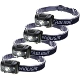 HappyOrange 4 Pack LED Headlamp, IPX4 Waterproof Headlight, 4 Modes with Red Light, 45° Adjustable, Lightweight for Camping H