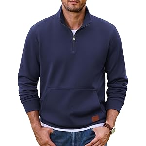 COOFANDY Mens Quarter Zip Pullover Wrinkle Free 1/4 Sweatshirt with Pocket | Quilted Texture, 2026 Fall Fashion, Long Sleeve,