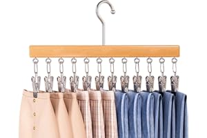 Wardrobe Organizer with 12 Clips – Space-Saving 360° Rotating Hanging Closet Organizer for Jeans, Hats, Shorts, Socks, and Cl