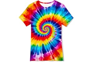 Kinberr Boys Girls 3D Printed T-Shirt Crewneck Short Sleeve Tees 6-14 Years