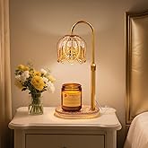 Shang Chiang Petal Candle Warmer Lamp with Timer & Dimmable Light Champagne Gold - Adjustable Height Jar Melter on Crystal Gl