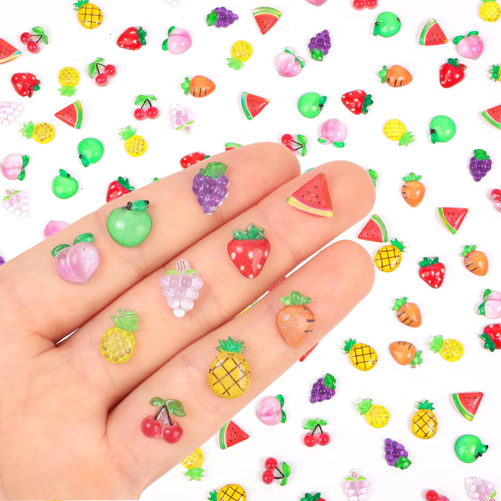 Photo 1 of 200pcs Mini Fruit Decor Resin Tiny Fruits for Crafts Dollhouse Miniatures Mini Resin Things for Fairy Garden Micro Landscaping Decoration Home Decor, 10 Types(Fruits)