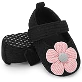 BACSAC Baby Girls Mary Jane Flats with Bow Soft Sole Non-Slip Crib Shoes Infant Toddler First Walkers Princess Dress Shoes