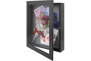 Frametory, 11x14 Shadow Box Frame - Front Opening - 2 inch Depth Display Box for Wall and Tabletop Display- Memory Box, 6 Pins Included (11x14, Black)
