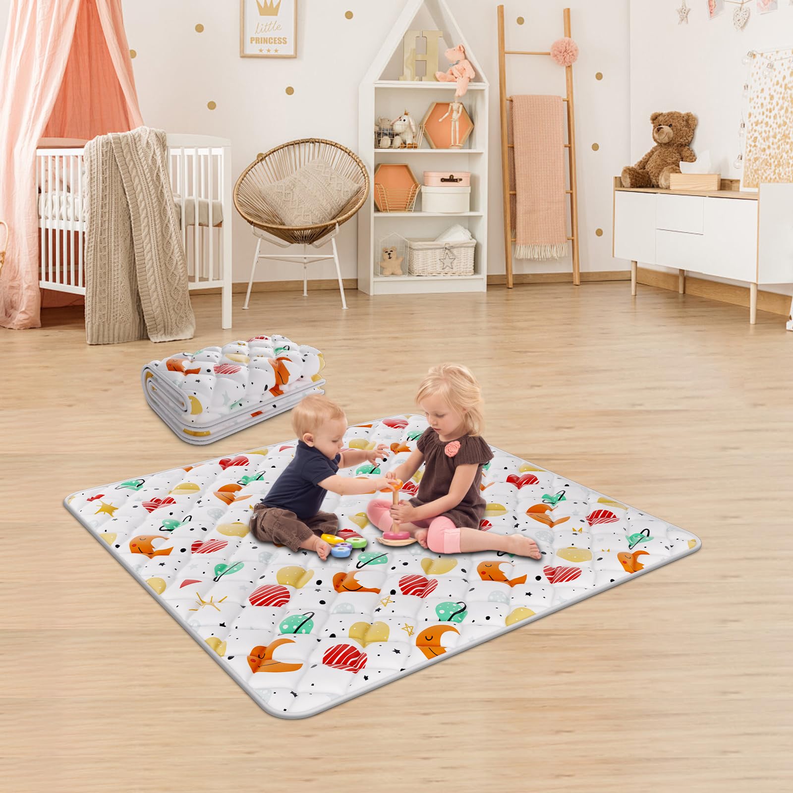 Photo 1 of Fshibila Baby Play Mat, 50" × 50“ Baby PlayMat for Playpen, Playmat for Floor, Thick Ultra Soft Play Mat for Babies and Toddlers Infants Playing or Crawling.