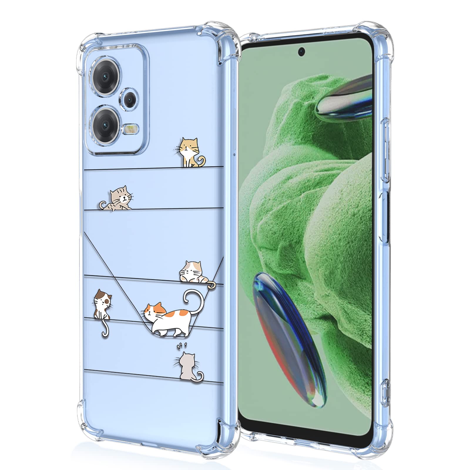 XINYEXIN Clear Case for Xiaomi Redmi Note 12 Pro Plus 5G / 12 Pro+ 5G Case Cute Cat Pattern Design Slim Shockproof Transparent Soft TPU Bumper Case Protective Cover - Kitten — image 1