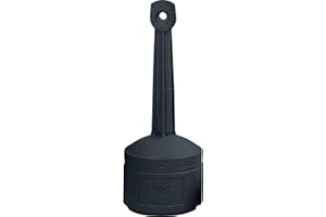 Justrite 26800D 16 1/2'' X 38 1/2'' Deco Black Smokers Cease-Fire Polyethylene Cigarette Butt Receptacle, English, 15.34 fl. 