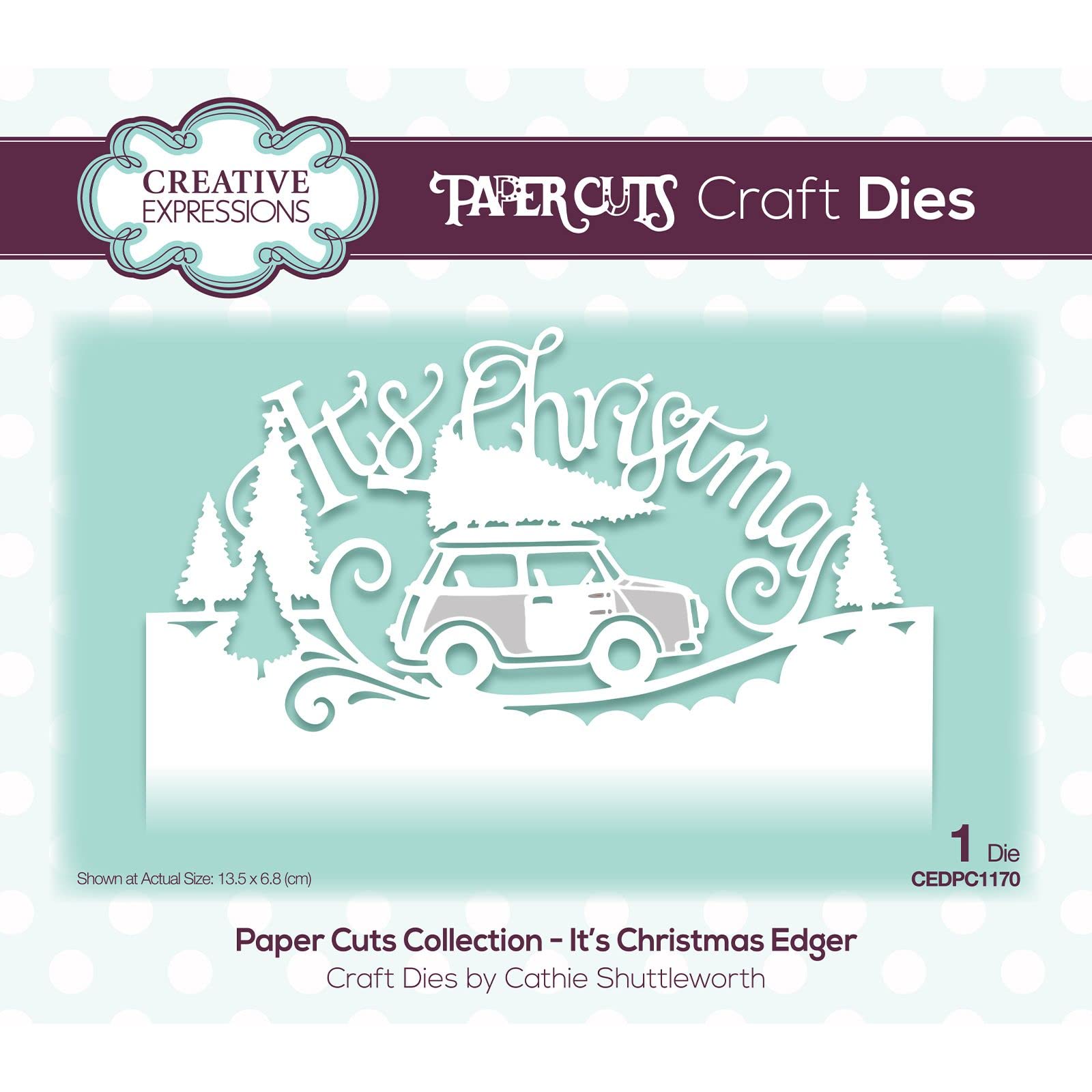 Creative Expressions Paper Cuts-It's Christmas-Edger Craft Die, Metal, 13.5 x 6.8 cm CEDPC1170