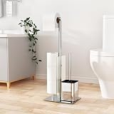 susswiff Toilet Roll Holder with Brush Stainless Steel Free Standing view 7