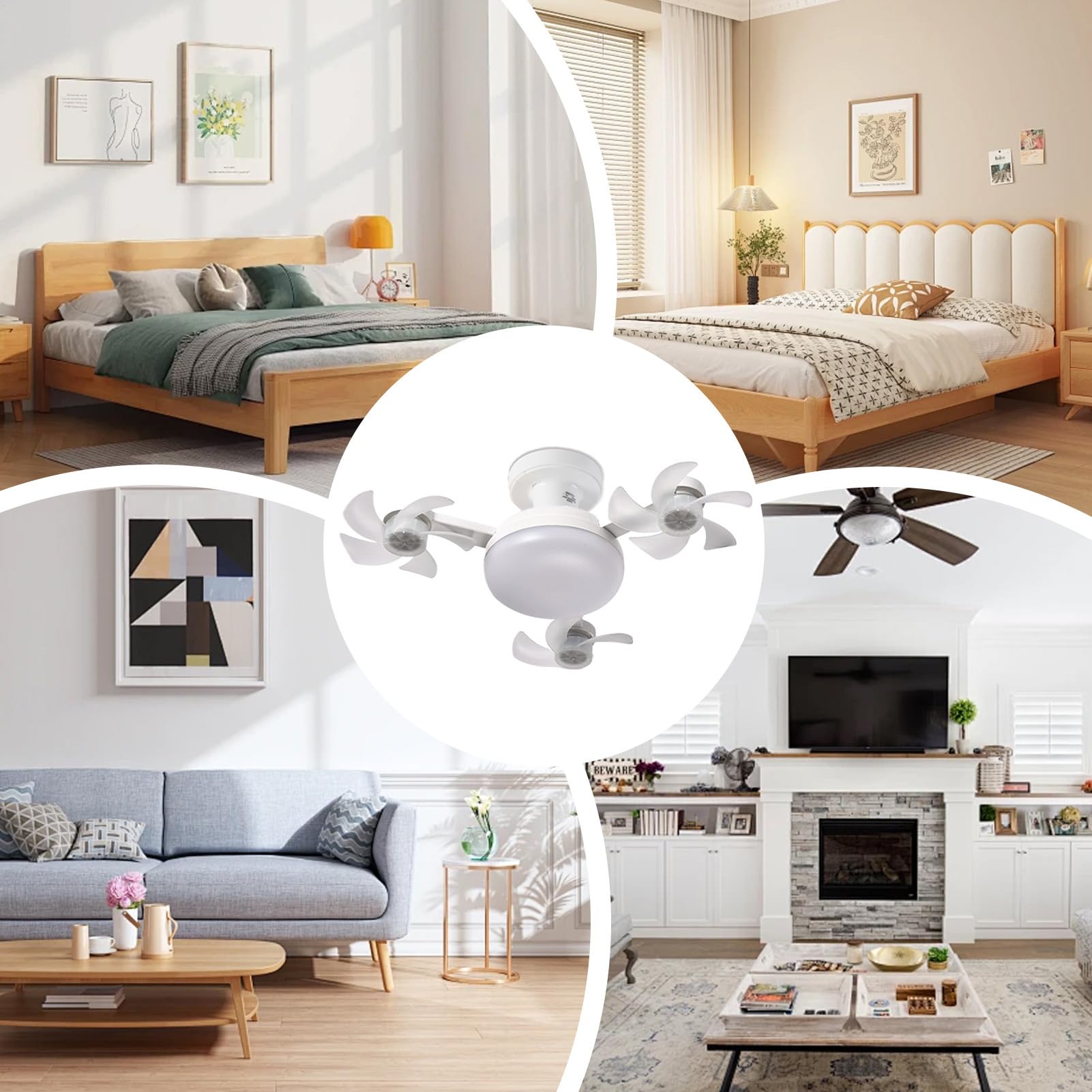 Wpsagek Deckenventilator Mit Licht Und Fernbedienung - Flachbau Deckenventilator Mit E27 Fassung,Dimmbare Beleuchtung Und Fernbedienung Kühlung Für Wohnzimmer