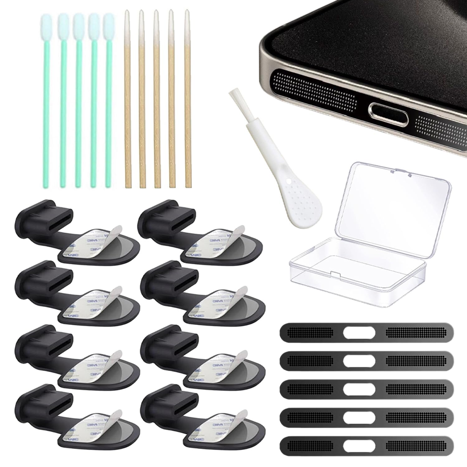8 Packs New Dust Plug for iPhone 17 16 15 Series, USB C Cover Cap, USB C Port Cleaner, with Phone Speaker Cover and Cleaning Kit (Type C-17)