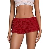 MOBJVIY Women Lace Layered Micro Shorts Cotton Soft Y2k Cute Fairy Pajamas Bottoms Low Rise Bloomers Panties