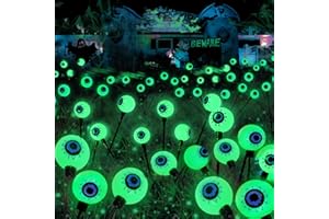 YIQU 2025 Upgraded 6 Pack Halloween Decorations Outdoor, Green Solar Eyeball Lights, 36 LED Eye Balls Swaying Firefly Light Waterproof (Soft Glowing or Steady on) for Garden Lawn Pathway Grave Yard Decor
