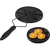 LESYDGSI Colombian Arepa Grill Stovetop &amp; Gas Burner Compatible, Heat Diffuser Plate for Uniform Cooking, Heavy-Duty Enameled Iron with Non-Slip Grip Ideal for Arepas, Flatbreads, Tortillas &amp; More