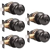 GOBEKOR 5 Pack Oil Rubbed Bronze Door Knobs Privacy Interior Door Knob with Lock Bedroom Bathroom Door Knobs Interior Door Handles