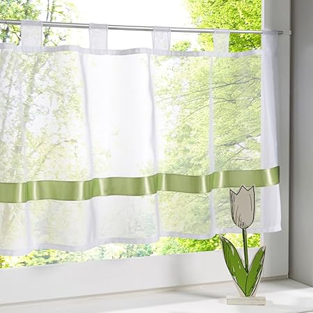 Tab Top Voile Cafe Curtains For Kitchen Curtains Valance Short