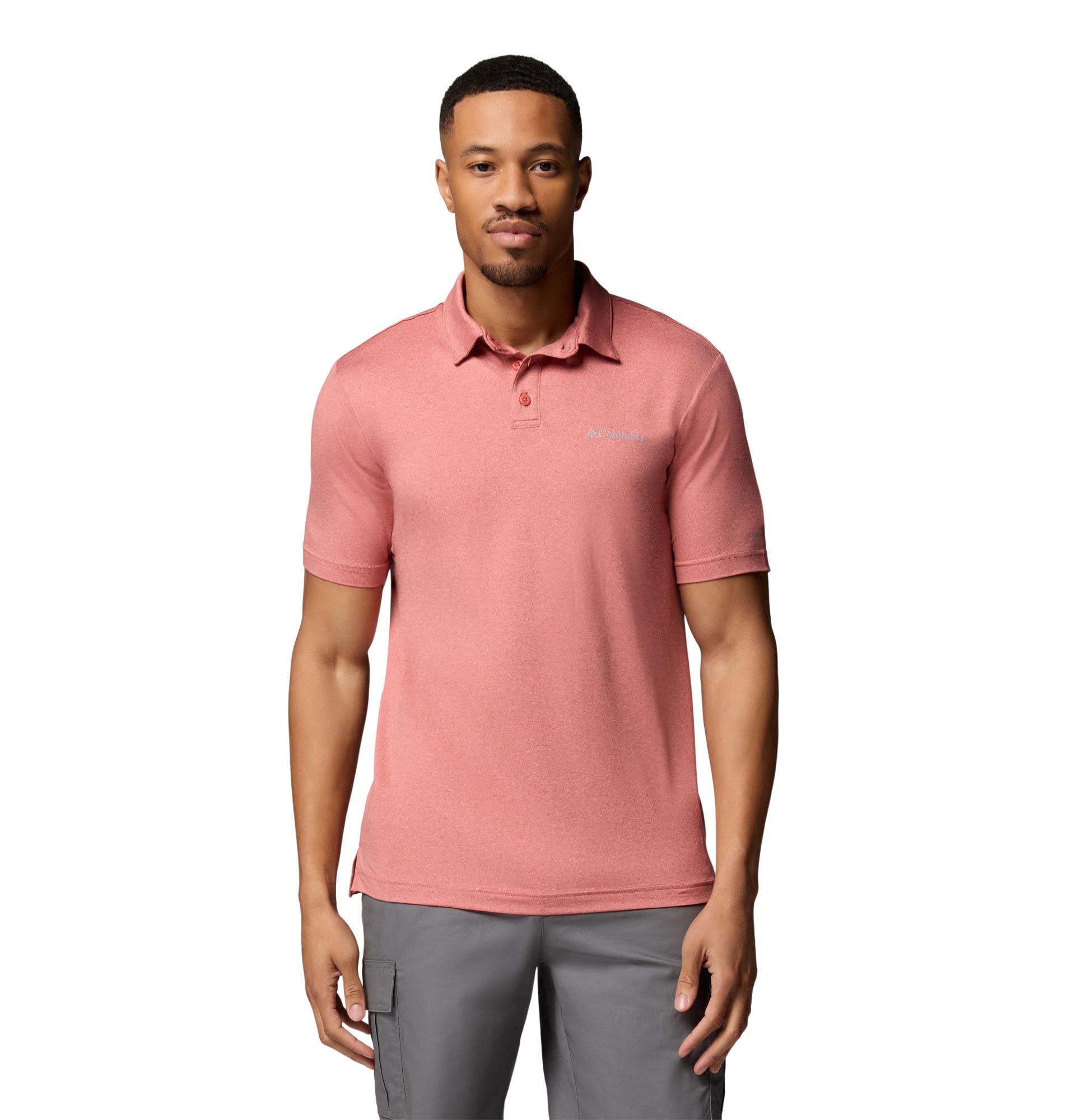 Columbia Men’s Parsons Point Polo, Washed Red/Heather/Rosewood, X-Small