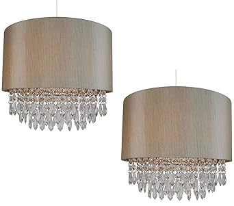 Silver Or Gold Easy Fit Non Electric Pendant Shade With Silver