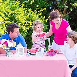 Kopokita 6PCS Pink Plastic Tablecloths 54 x 108