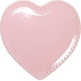 Paris Hilton Heart Cake Plate, Ceramic Serving Plate for Desserts, Cakes, Pastries &amp; Treats, Durable Pink Heart-Shaped Platter for Parties, Holidays &amp; Home D&eacute;cor, 12-Inch, Pink