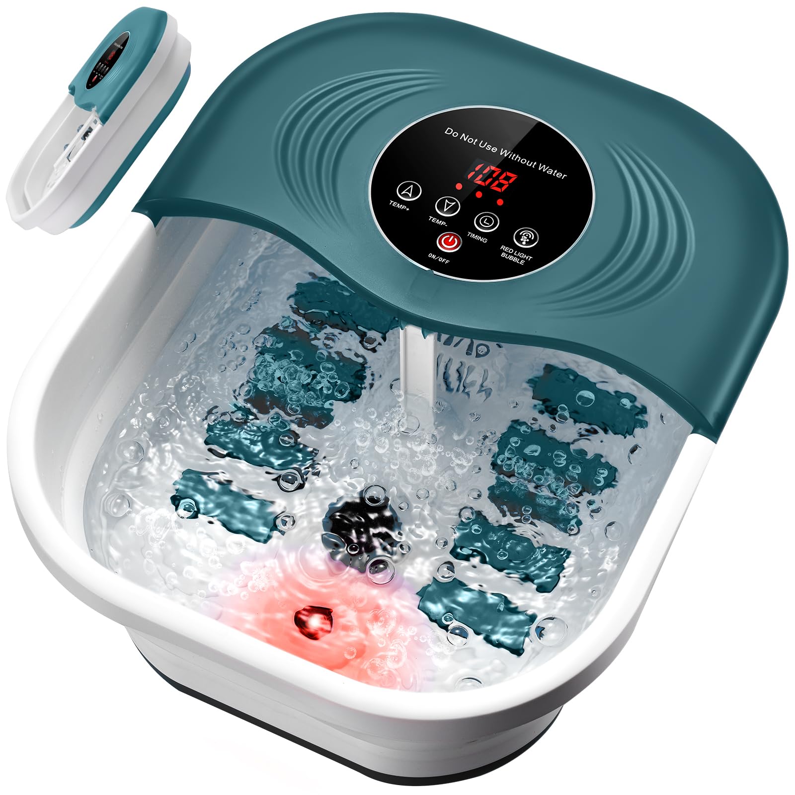 Photo 1 of SPA4PIEDS Foot Spa Bath Massager with Heat, Bubble Jets, Red Light & Timer, Pedicure Foot Spa with 95-118? Temperature Control, 8 Shiatsu Rollers, Pumice Stone, Gift for Mom and Dad