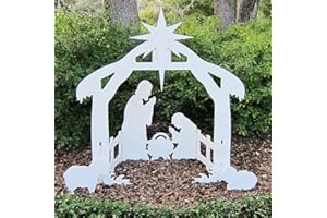 jeerbly Outdoor White Nativity Scene Yard Display Set,2.5 FT Weatherproof Outdoor Nativity Scene for Yards and Lawns Sign,Thanksgiving Christmas Decor,Simple Assembly,