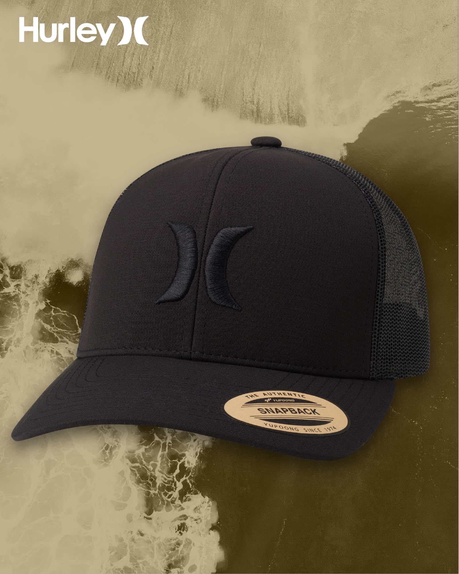 Hurley Men's Caps - Del Mar Mesh Panel Baseball Cap Trucker Hat - Snap Back Hats for Men