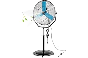 pasapair 24” Industrial Outdoor Misting Pedestal Fan – IPX5 Waterproof Cooling Fan for Patios – Portable Fan with 4 Wheels – 8.2 FT Cord, GFCI Plug & 360° Pitch Rotation– ETL Approved