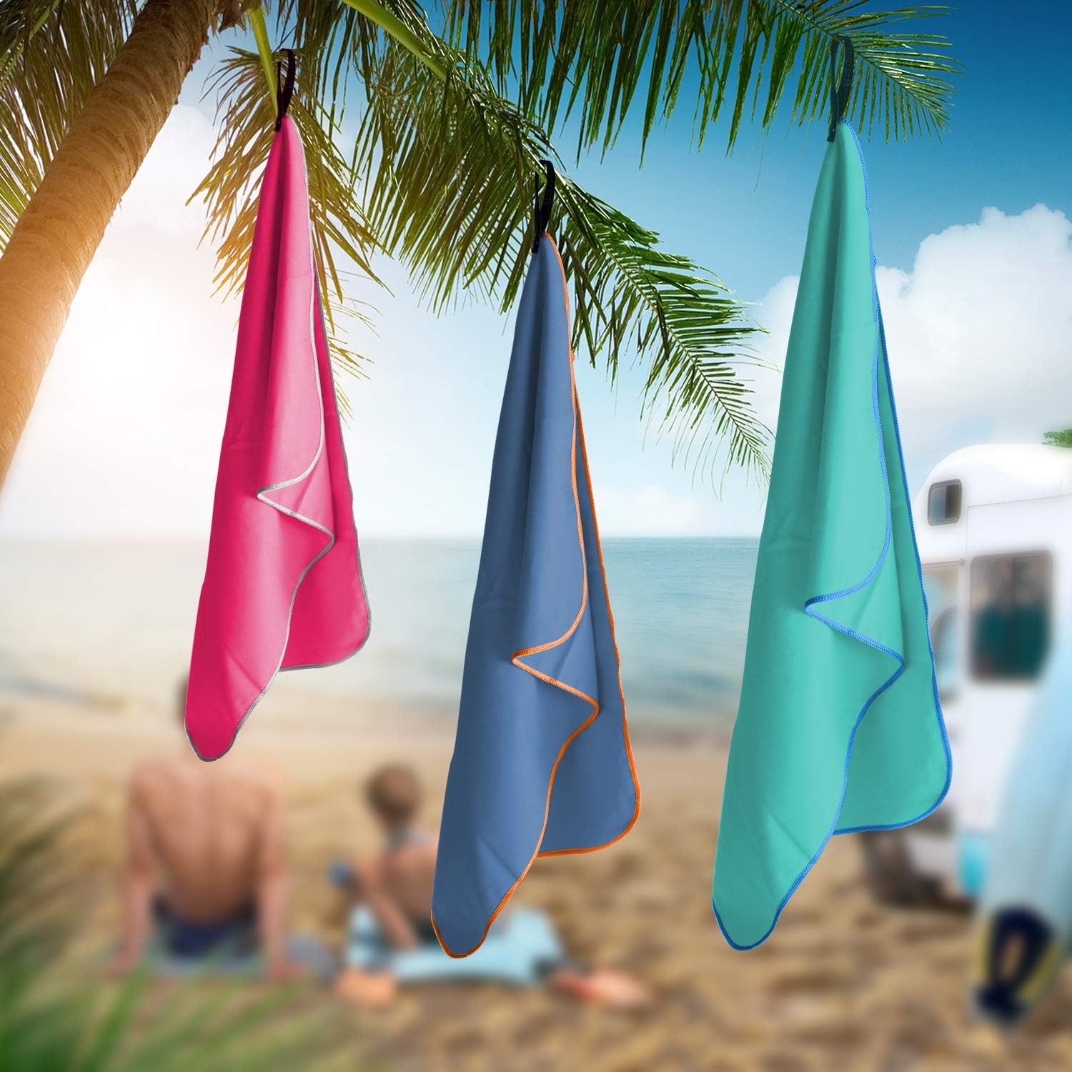 Sfee Microfiber Sport Travel Towel Set -(S M L XL)-Quick Dry Absorbent Compact Lightweight Soft Beach Yoga Bath Pool Hand Gym Golf Towels-Fit for Outdoors Fitness Hiking Camping +Carabiner : Sports & Outdoors