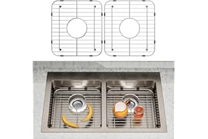 DPZM 2Pack Sink Protectors for Kitchen Sink, 13’’x11-5/8’’ Stainless Steel Sink Protector with Center Drain, Rust Resistant Sink Grate for Bottom of Kitchen Sink with 2Pack Sink Drain Strainer