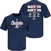 Smack Apparel New England Football Fans. Dynasty. They Only Hate US 'Cause They Ain't US. Navy T-Shirt (Sm-5X)