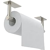 WZKALY Paper Towel Holder Under Cabinet, Self Adhesive or Wall Mounted SUS304 Stainless Steel Paper Towel Holder for Kitchen, Bathroom, Farmhouse, Barbecue and Laundry (Silver)