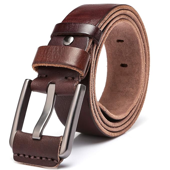 KeeCow Gürtel Herren, Ledergürtel Herren aus 100% Echt Büffelleder OHNE ZWISCHENSCHICHT,38mm Breit Leder Gürtel,Jeans Gürtel 