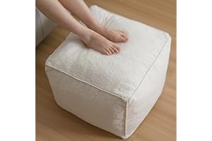 Yueyocici Pouf Ottoman Stuffed Modern Foam Filled Foot Rest Poufs for Living Room Chair Decorative 20 X 15 Inches Boho Relax Stool Floor Poufs Foot Rest for Living Room,Beige