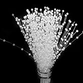 Woogim 60Pcs 4mm Handmade ABS Pearl Beads Pearls String Beaded Bouquet for DIY Christmas Decoration & Wedding Party & Home Decoration 230mm Length (White)