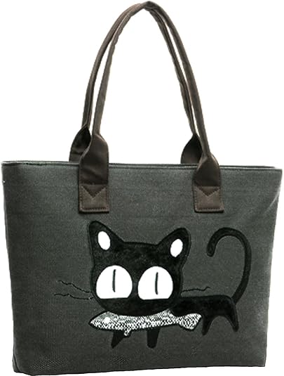 Amazon ノーブランド品 お魚 くわえた 猫 キャンパス トート バック 1 黒 ショルダーバッグ Amazon ノーブランド品 お魚 くわえた 猫 キャンパス トート バック 1 黒 ショルダーバッグ