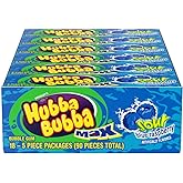HUBBA BUBBA Bubble Gum Blue Raspberry Sour Candy Chewing Gum Bulk, 18 Pack | Bulk candy gum multi-pack for sour candy fans; bubble gum packs for home, office, school, backpack, travel snack