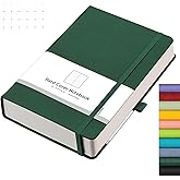 AHGXG Dotted Journal - 320 Numbered Pages Dot Grid Notebook A5 Thick Journal, 100gsm Thick Dotted Paper, Leather Hardcover,Inner Pocket, 5.75'' × 8.38'', Dark Green