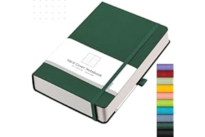 AHGXG Bullet Dotted Journal - 320 Numbered Pages Dot Grid Notebook A5 Thick Journal, 100gsm Thick Dotted Paper, Leather Hardcover,Inner Pocket, 5.75'' × 8.38'' - Green