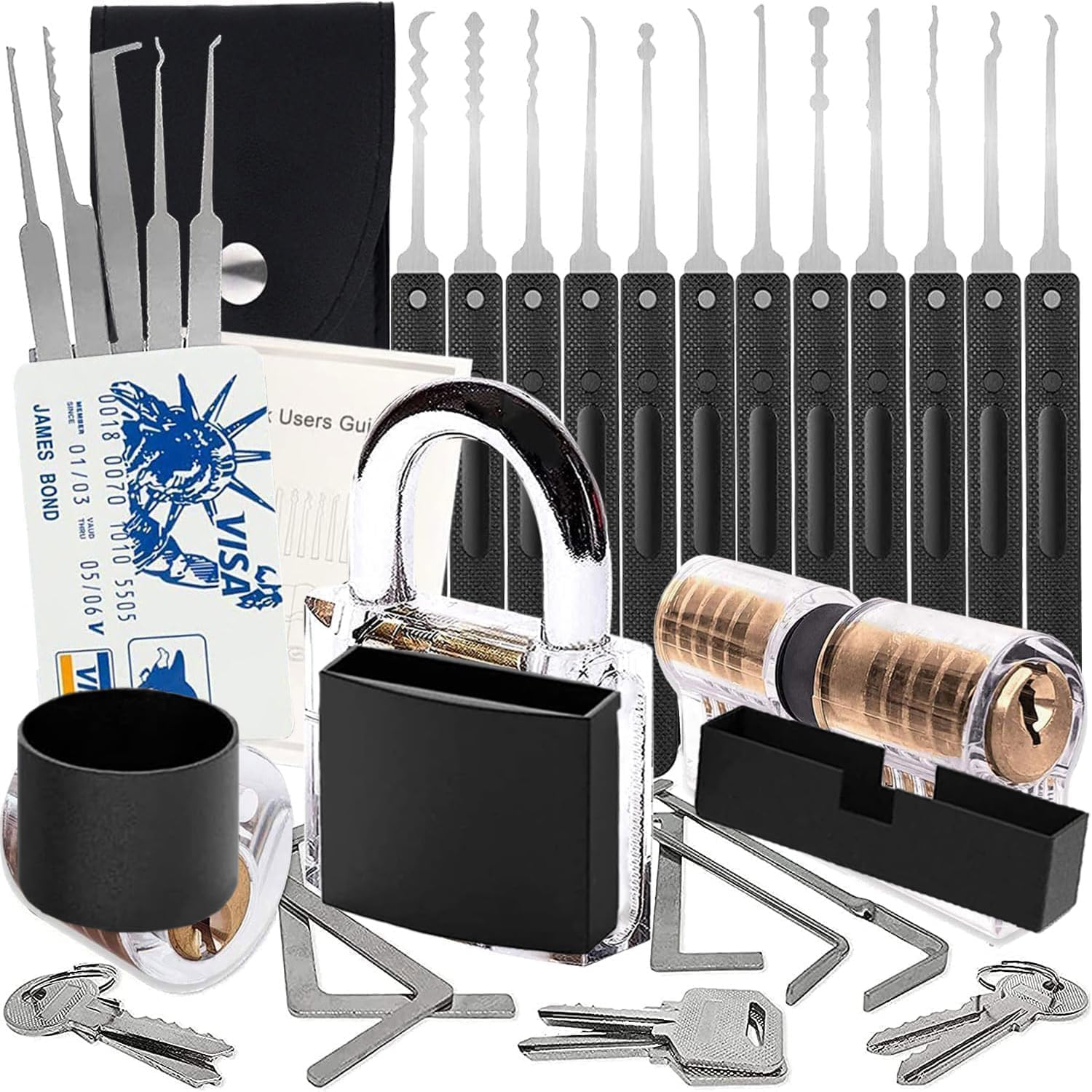 Brass Long Shackle Padlock Kit, Covered Aluminum Weatherproof Keyed Pad Lock Set with Hardened Pick Steel Shackle, Heavy Duty Anti-Rust Security Lock for Gym Locker, Outdoor Gate, Fence, Toolbox, Shed