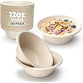 TaidMiao 12 oz paper bowl, microwave friendly and durable, biodegradable sugarcane fiber bowl for hot soups, salads, fruits, and parties, set of 100 disposable biodegradable bowls - brown