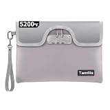 5200°F Fireproof Money Bag with Lock, Water Fireproof Document Bag with Zipper, 8 Layers Fire Insulation, Small Fireproof Safe Storage Pouch with Lock for Cash, Passport, (8.3" x 11", Silver)