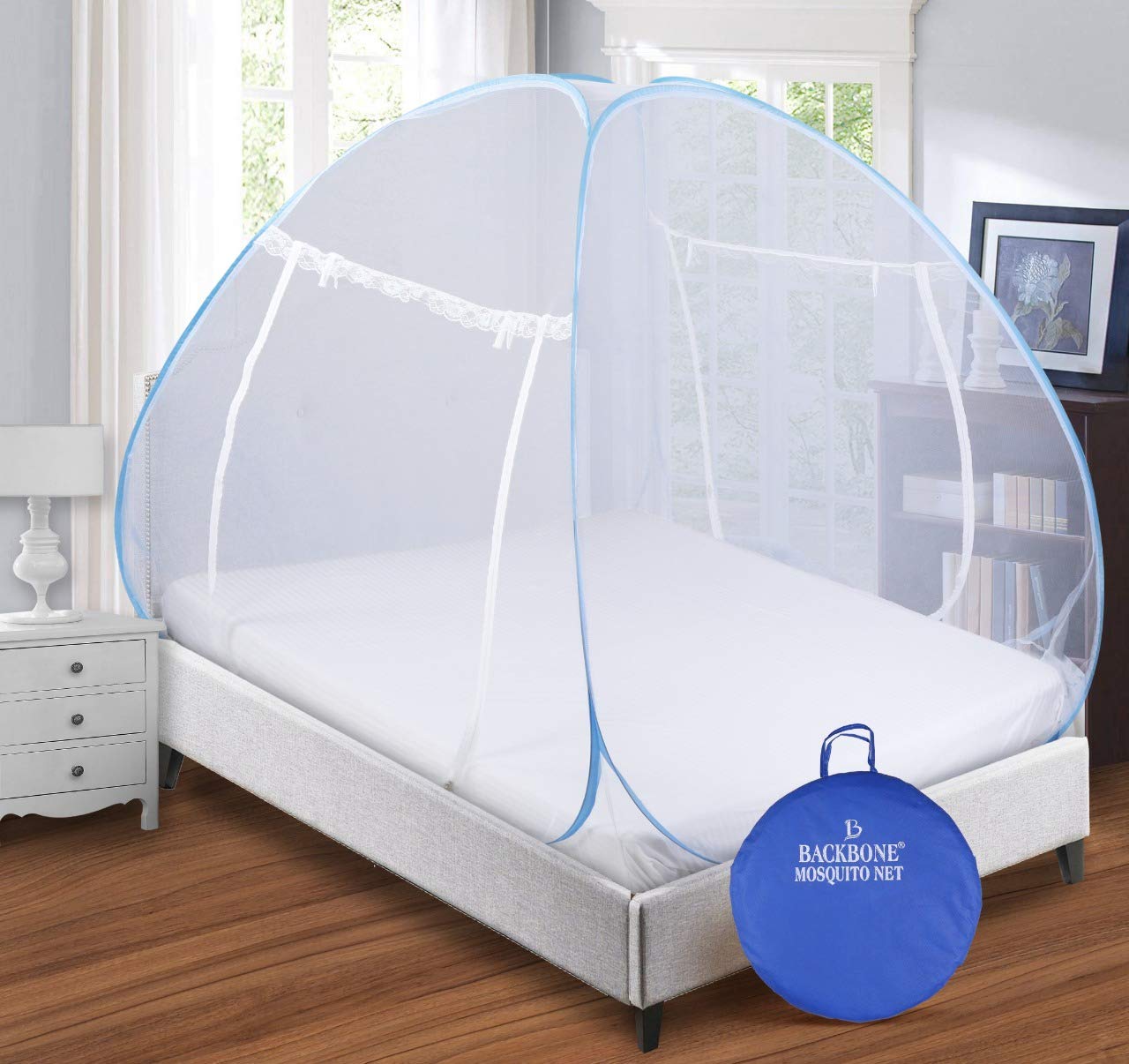 Backbone Mosquito Net Foldable, King Size Double Bed with Saviours