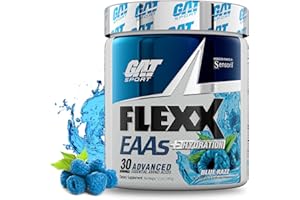 GAT SPORT Flexx EAAs + Hydration, Advanced Essential Amino Acids, 30 Servings (Blue Razz)