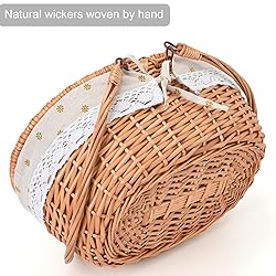 Wicker Picnic Basket with Removable Liner Empty